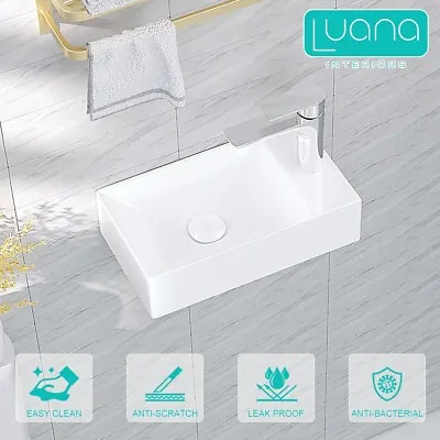 Ceramic Wall Hung Bathroom Basin Sink Vanity Bowl Compact White 38cm*22cm*10cm • $66.90