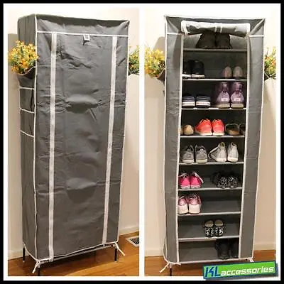 $39.99 • Buy 9 Tier W/Cover Portable Storage Shoe Rack Cabinet Holder Wardrobe Organiser GR