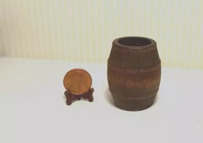 Miniature Dollhouse Wooden Barrel   Rain Barrel  1  3/4  H X 1- 1/2  Dia • $2.99