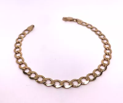 9ct GOLD CURB BRACELET 375 SOLID LINKS GENTS LADY GIRL 7.5  EXCELLENT CONDITION • £235