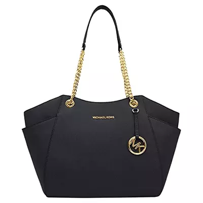 Michael Kors Jet-Set Travel BlackSignature Leather-Chain Tote Shoulder Bag • $84.99