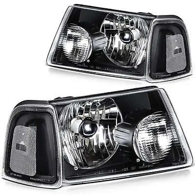For 2001-2011 Ford Ranger Black Clear Lens Left+Right Pair Headlights Assembly • $64.19