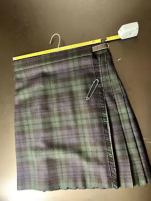 Made In SCOTLAND Wool KILT SKIRT UK 10 Highland Home Industries Green Blue Black • $5