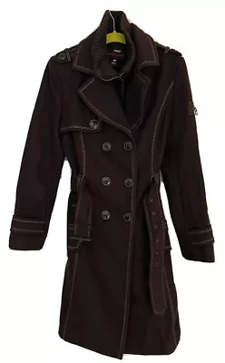 Miss Sixty M60 Womens Brown Long Sleeve Double Breasted Belted Pea Coat Size M • $50