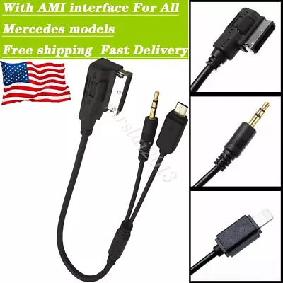 Car AMI MDI Music AUX Interface Audio Cable Adapter USB MF For Mercedes Benz US • $10.90