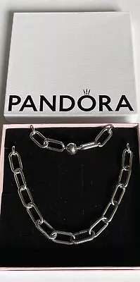 Genuine Pandora Solid Sterling Silver Me Link Charm Necklace 42cm In Box • £50