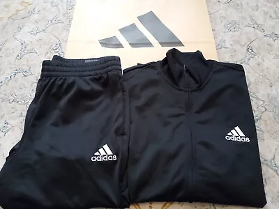 Adidas Men's Tracksuit Set Size L  42/44 Jacket & Trousers  Linear Logo Black • £36