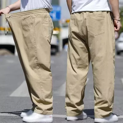 Men's Baggy Casual Pants Bottoms Straight Leg Workwear Cargo Trousers Plus • $34.31