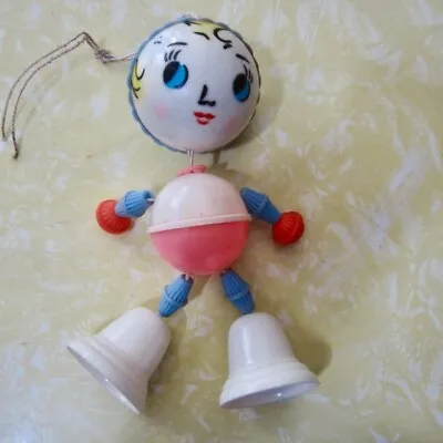 Vintage Hard Plastic Baby Crib Toy Jumping Rattle Pink 1950s Collectable • $20