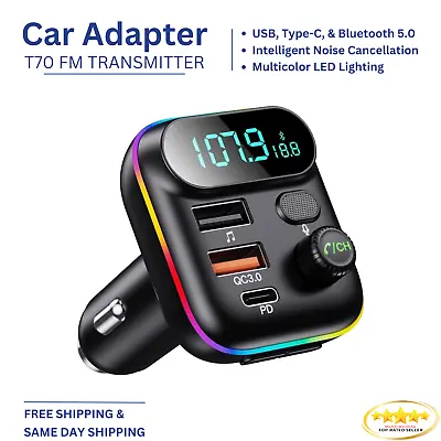 Bluetooth Car Adapter FM Transmitter USB AUX Radio Handsfree MP3 Music Player • $14.49
