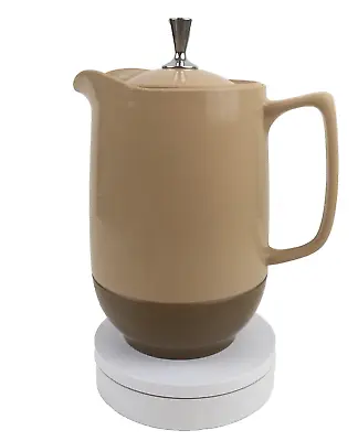 Vintage Thermos Pitcher Insulated Ware Beige Brown  Coffee Tea Carafe Lid • $19.99