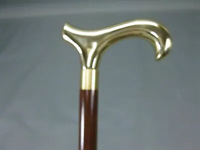 Vintage Antique Plain Derby Brass Handle Handmade Wooden Walking Cane Stick Gift • $33.21