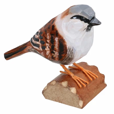 £15.10 • Buy Small Metal British Bird Hand Carved Wooden House Sparrow Garden Décor Gift