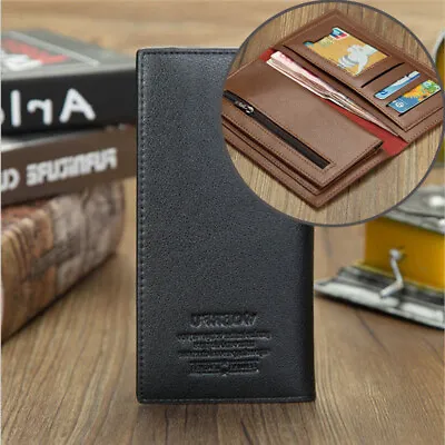 Men's Long Large Capacity Leather Bifold Wallet Multi-card Vertical Coin Purse • $9.99