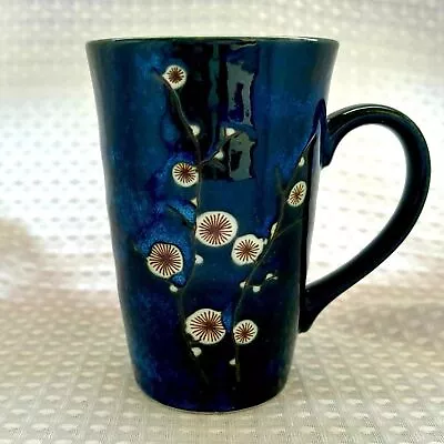 World Market Cherry Blossom Coffee Mug Made In Japan Cobalt Blue 10 Oz • $13