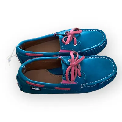 Venettini Girls Leather Blue And Pink Shoes Size 28 EUR / 10.5T US • $48