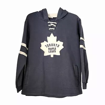 NHL CCM Toronto Maple Leafs Hoodie Pullover Logo Distressed Blue White Wm XL • $25