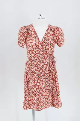 Madewell Women Size Small Packed Picnic Daisy Russet Short Sleeve Wrap Dress • $28