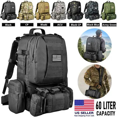 60L Military Tactical Backpack Rucksack Travel Bag For Camping Hiking Outdoor US • $55.99