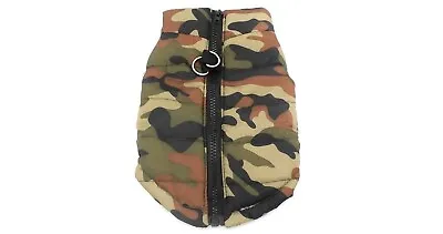 Small Dog Jacket Quilted Puffer Coat Vest Zip Camo Camouflage Size S • £9.99