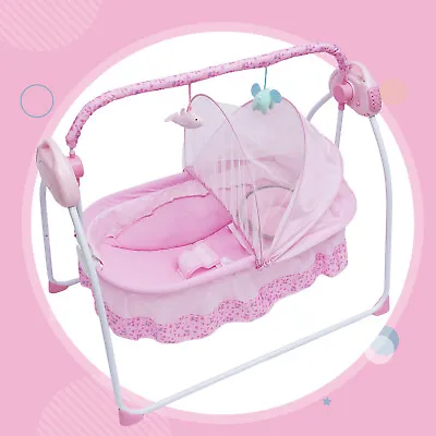 5-Speed Adjustable Electric Baby Crib Infant Auto-Swing Bed Cradle With Music • £78
