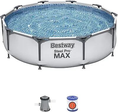 Bestway Steel Pro Frame Swimming Pool 10ft X30in Filter Pump Outdoor Garden 3.05 • £139.99