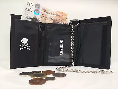 Bikers Trifold Canvas Wallet With Chain/Wallet With Chain Keyring/Purse • £49.99