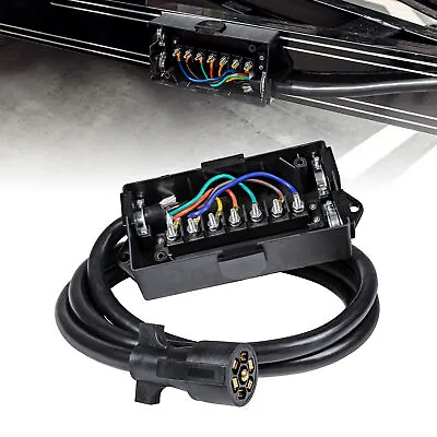 8ft 7-Pin Trailer Plug Cord Wire Harness Cable W/ Junction Box For Trailer Light • $39.99