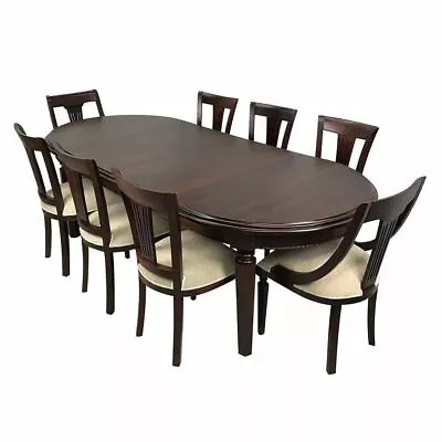 Solid Mahogany Wood Oval Extension Dining Set 2.5m Table 8 Chairs Antique Style • $6510