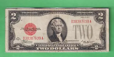 1928 E $2 Legal Tender Red Seal Note US Currency Two Dollar Bill Fr. 1506 1928E • $34.75