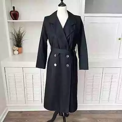 Vintage Alorna Black Wool Lined Rain Trench Coat Size S • $75