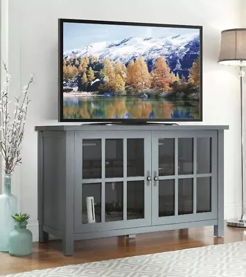 Wood Oxford Square TV Stand Console For TVs Up To 55-Inch Glass Window Pane • $155