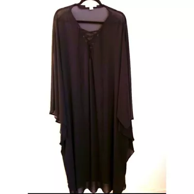 Victoria Secret  Oversize Sheer Lace Up Front Caftan Sz M Fits Up To 4X IMO EUC • $29.99