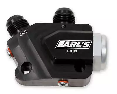 Earls Ls Side Mount Oil Cooler Billet Aluminum Adapter W/ 180 Degree Thermostat • $269.95