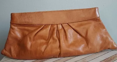 Lauren Merkin Camel Brown Soft Leather Eve Clutch • $30