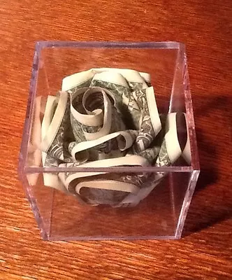 $6 Origami Money Rose In Display Cube • $30