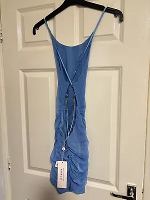 Oh Polly Vannes Blue Diamante Backless Mini Dress Size 6 • £22