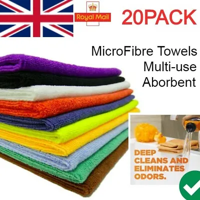 Micro Fibre Towels Kitchen Dish Cloths Cleaning Tea Towels  20 Pack Colour • £11.99