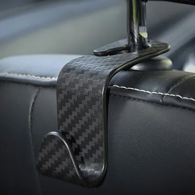 £3.40 • Buy 2x Black Carbon Fiber Auto Back Seat Headrest Hooks Storage Hook Car Accessories