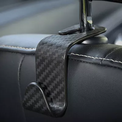 2x Black Carbon Fiber Auto Back Seat Headrest Hooks Storage Hook Car Accessories • £3.40