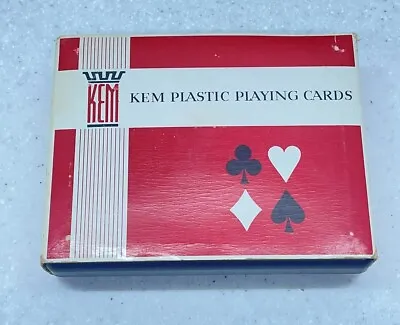 Vintage  KEM Plastic Playing Cards Florence Red & Blue Decks & Case • $24.99