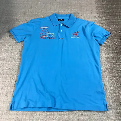 La Martina Polo Shirt Mens 2XL XXL Blue Embroidery Slim Fit Italy Short Sleeve • $27.22