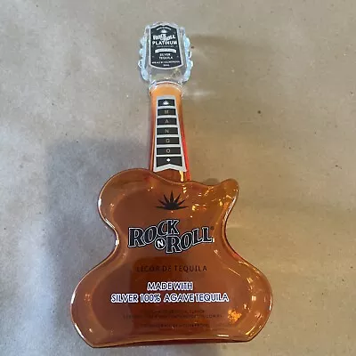 EMPTY - Rock N Roll Orange Tequila Glass Guitar Bottle Music Room Or Bar Decor • $32.99