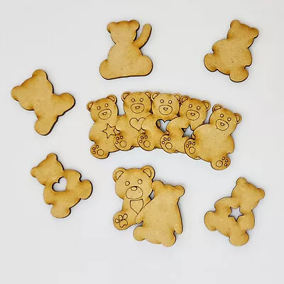 £2.95 • Buy Wooden MDF Teddy Bear Craft Embellishments Nursery Kids Craft Shapes
