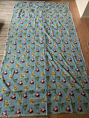 Vintage Walt Disney Mickey Donald Pluto Fabric Blue White Stripe About 59x206” • $59.99