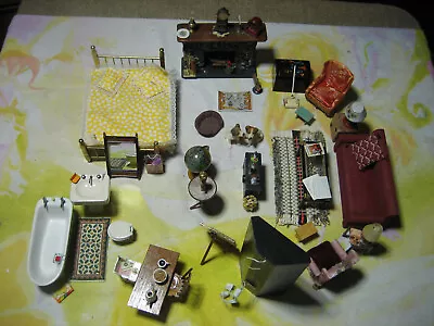 Vintage Wood Dollhouse Miniature Furniture & Accessories • $75