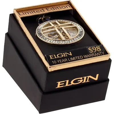 Brand New Crucified Elgin® Mens Automatic Skeleton Pocket Watch FG1610013PW  • $98