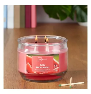 Mainstays Juicy Watermelon Scented 3-Wick Glass Jar Candle 11.5 Oz • $11.99