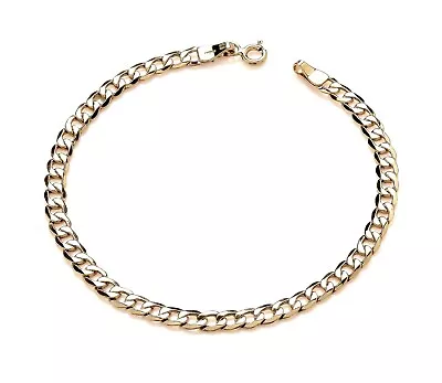 9CT GOLD 7.5 Inch CURB LADIES BRACELET - 7.5 INCH - UK HALLMARKED - 2.5MM WIDTH • £59.95