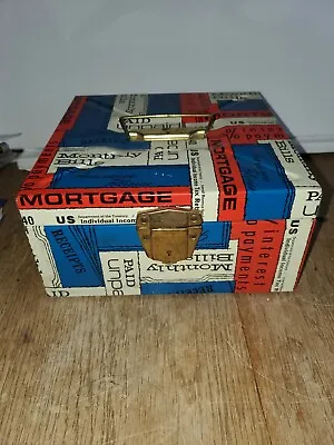 Vtg 60s Ballonoff Porta File Storage Box Tin Litho Monthly Bills Patriotic USA • $15